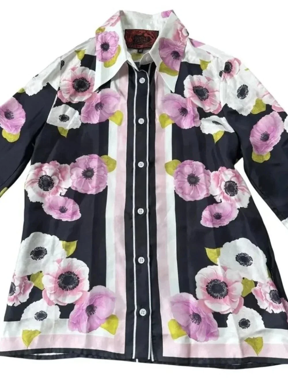 NWT Gentile Catone Floral Silk Top Blouse sz 40IT/4US/S - Picture 1 of 7